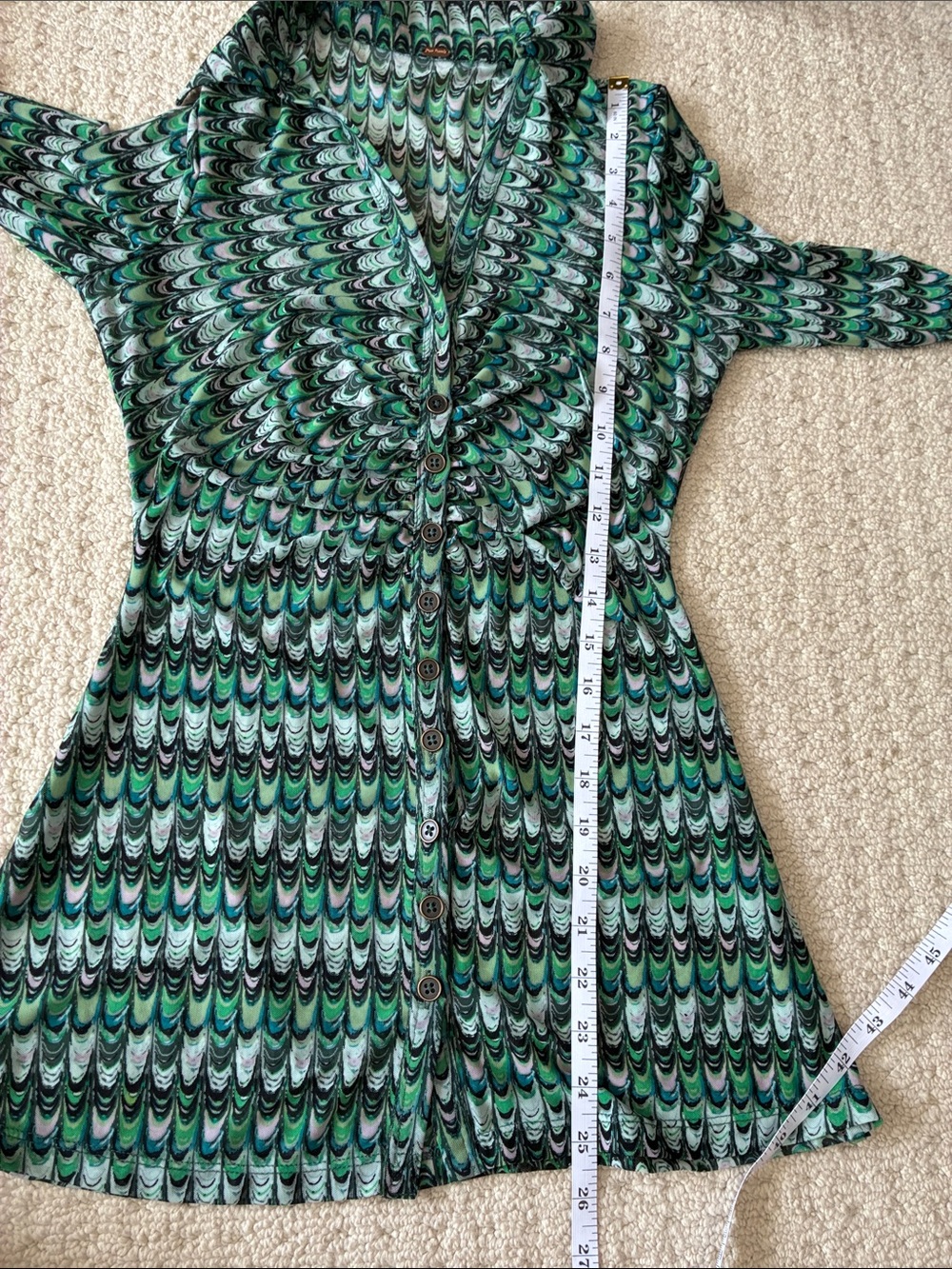 Free People Women's Lucky Shirtee Green Print Button Up Shirt Size XS/S - Picture 9 of 11